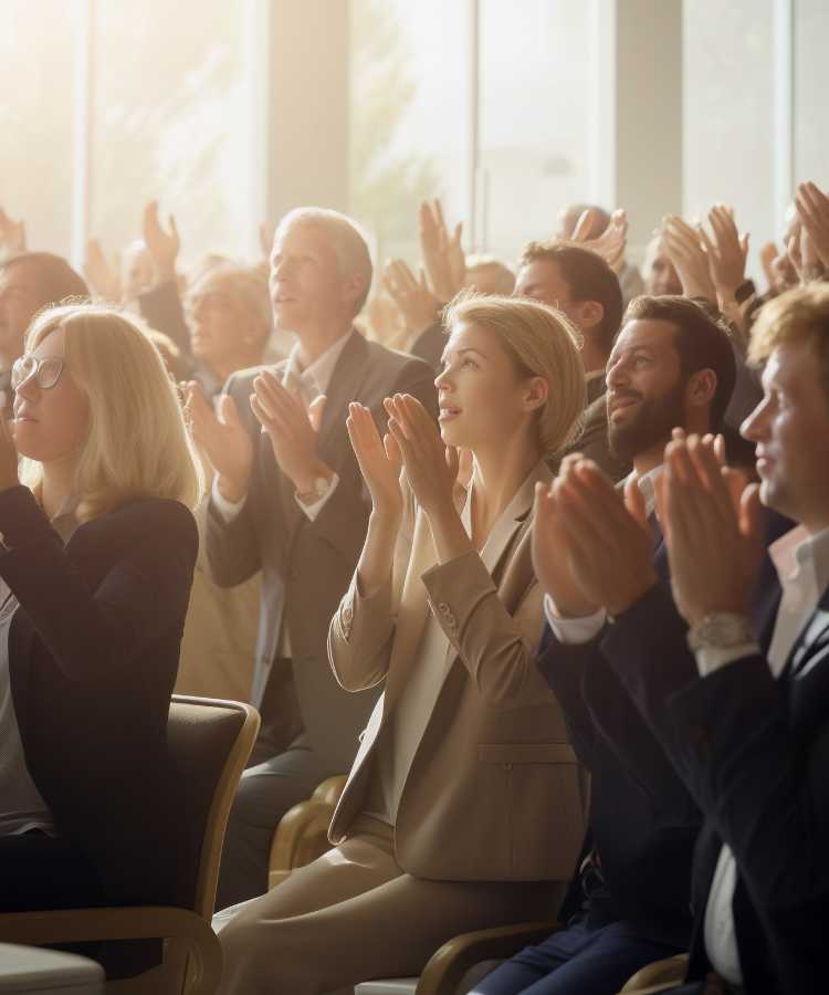 business people clapping at event