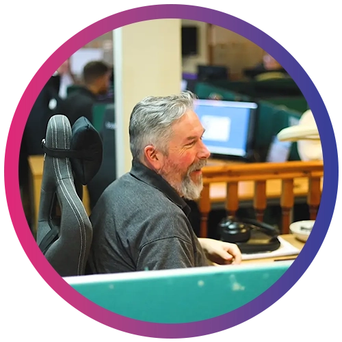 Close up of Jera Team member working on the computer helping clients