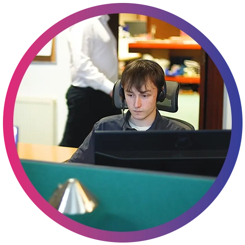 Close up of Jera Team member working on the computer