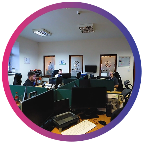 Far away shot of Jera IT team working in the office
